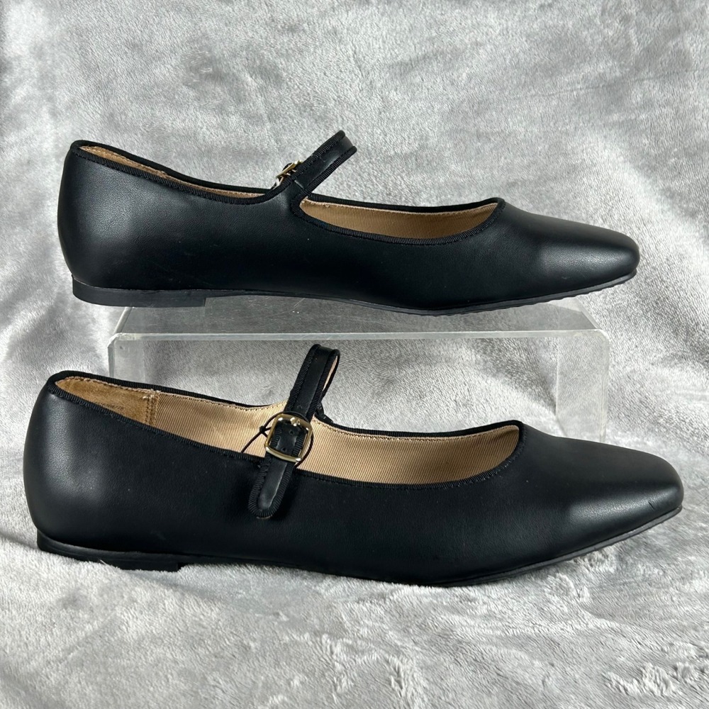 Time and Tru Womens Black Mary Jane Square Toe Ballet Flats Size 11 WMTT22FF037L